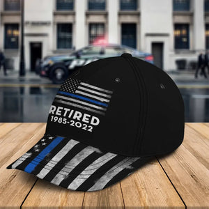 Personalized Retired US Police Blue line Custom Time Cap Printed QTKH241154