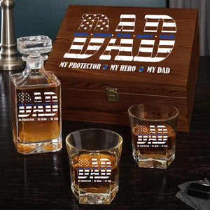 Personalized US Daddy My Protector My Hero My Dad Gift For Father For Him Happy Father's Day Decanter Set with Glasses Printed HN241169