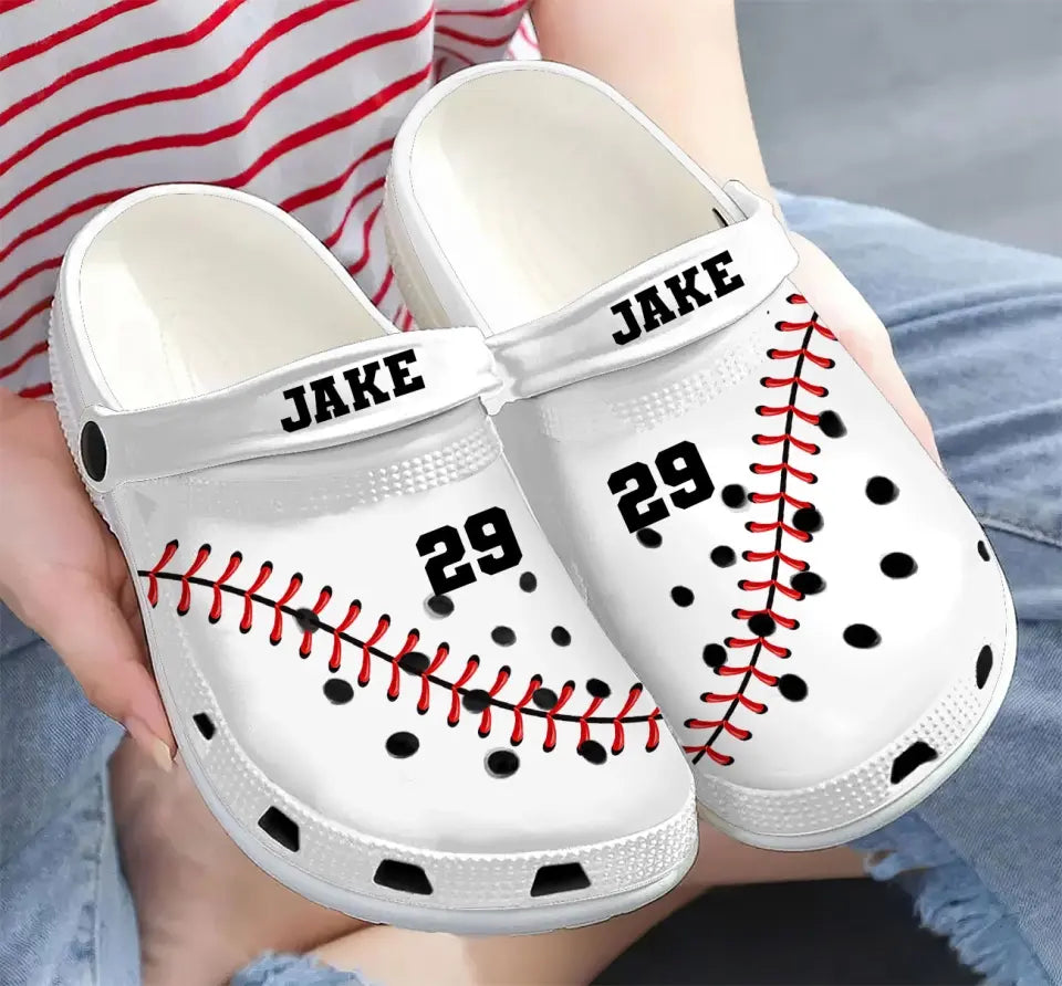 Personalized Baseball Player Custom Name & ID Clogs Slipper Shoes Printed QTKH241187