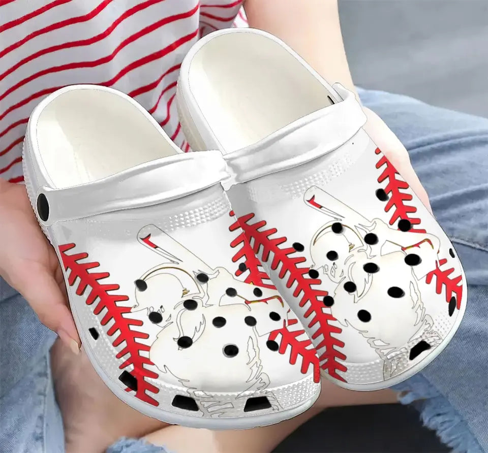 Personalized Baseball Player Custom Name & ID Clogs Slipper Shoes Printed QTKH241222
