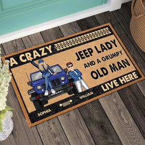 Personalized Jeep Lady And A Grumpy Old Man Live Here Couple Jeep Doormat Printed KVH241384