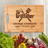 Personalized The Grillfather Chef Gift For Dad Wood Cutting Board Printed QTVA241391