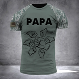 Personalized Papa Grandkids Hands & Kid Names 3D T-shirt Printed VQ241439