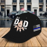 Personalized US Police Father Best Dad Ever Dad Hands & Kid Names Gift For Him For Fathers Black Cap 2D Printed QTHN241465