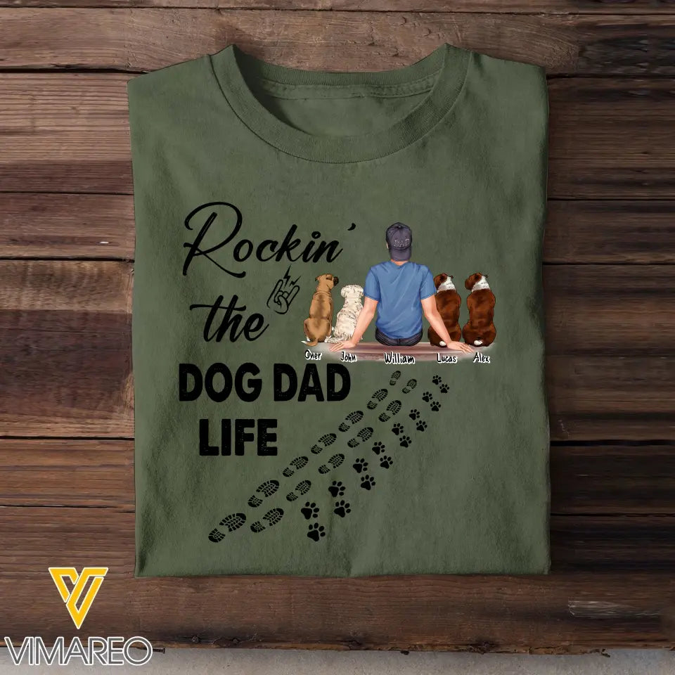 Personalized Rockin' The Dog Dad Life Happy Father's Day Gift For Dad T-shirt Printed HN241473