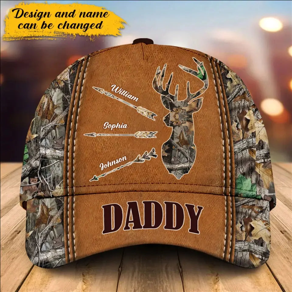 Personalized Deer Hunting Hunter Daddy & Kid Names 3D Cap Printed QTHN241507