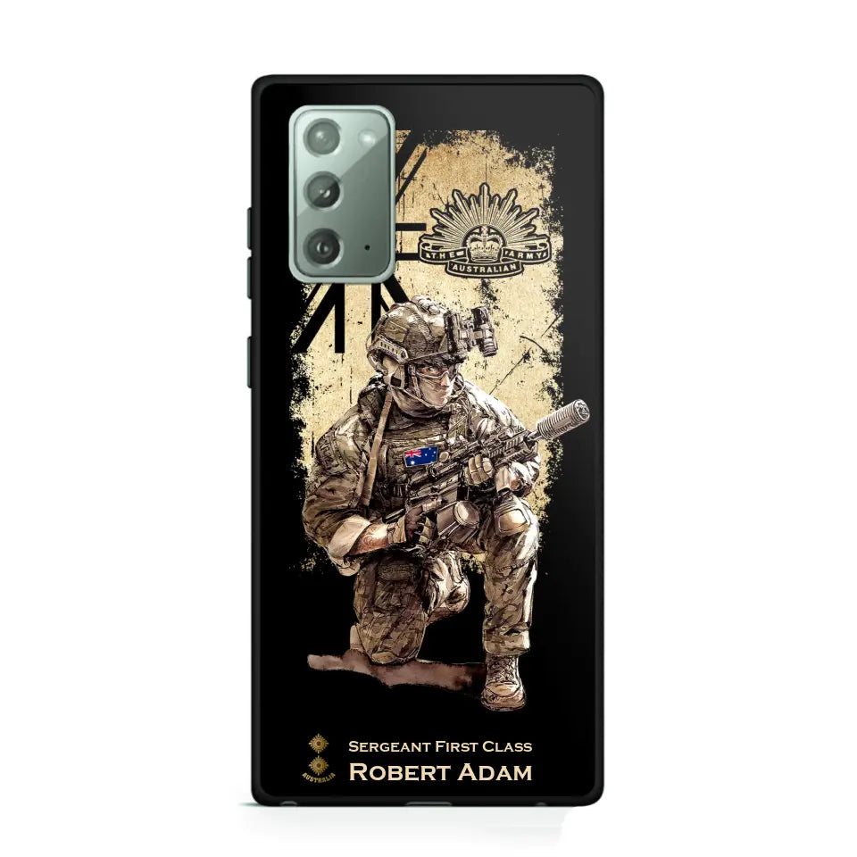 Personalized Australian Veteran Logo Custom Name & Rank Gold Phonecase Printed LVA241528