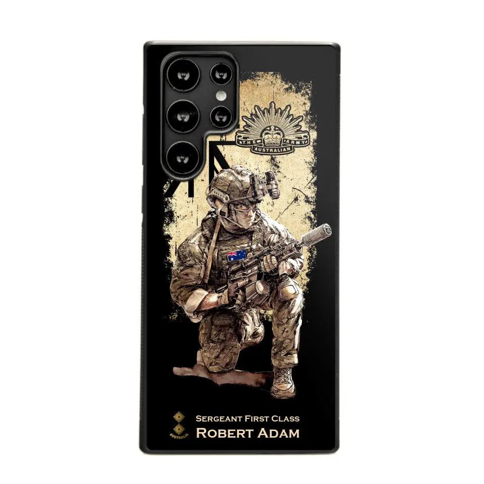 Personalized Australian Veteran Logo Custom Name & Rank Gold Phonecase Printed LVA241528