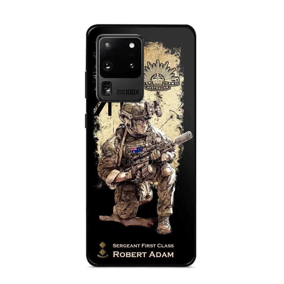 Personalized Australian Veteran Logo Custom Name & Rank Gold Phonecase Printed LVA241528