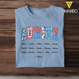 Personalized US Auntie Flowers & Kid Names Independence Day 4th July T-shirt Printed HN241536