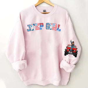 Personalized US Jeep Girl Custom Name Independence Day 4th July Sweatshirt Printed VQ241538