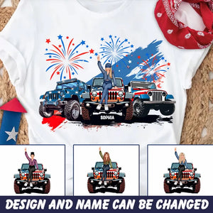 Personalized US Jeep Girl Custom Name Independence Day 4th July Gift T-shirt Printed HN241560