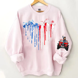 Personalized Jeep Heart US Jeep Girl Custom Name Independence Day 4th July Sweatshirt Printed HN241561