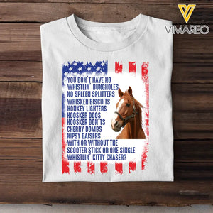 Personalized Upload Your Horse Photo You Don't Have No Whistlin' Bungholes No Spleen Splitters US Flag Independence Day 4th July Gift T-shirt Printed VQ241564