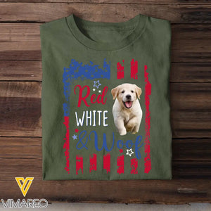 Personalized Upload Your Dog Photo Red White & Woof US Flag Independence Day 4th July Gift T-shirt Printed HN241567