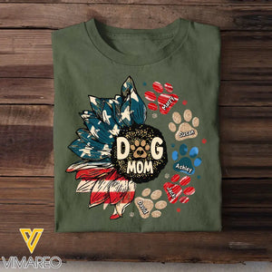 Personalized Dog Mom US Flag Sunflower Dog Paws Independence Day 4th July Gift T-shirt Printed HN241582