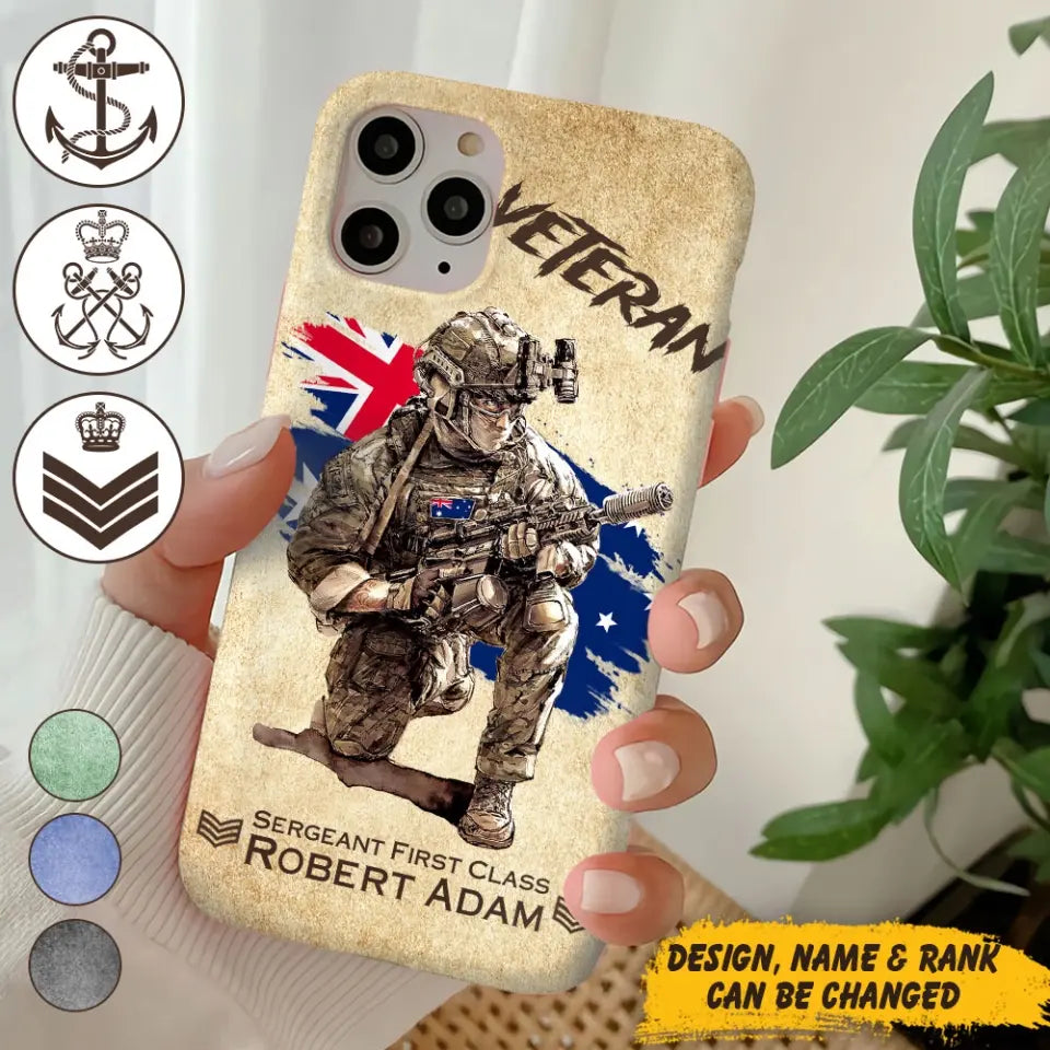 Personalized Australian Veteran Custom Name & Rank Phonecase Printed AHHN241696