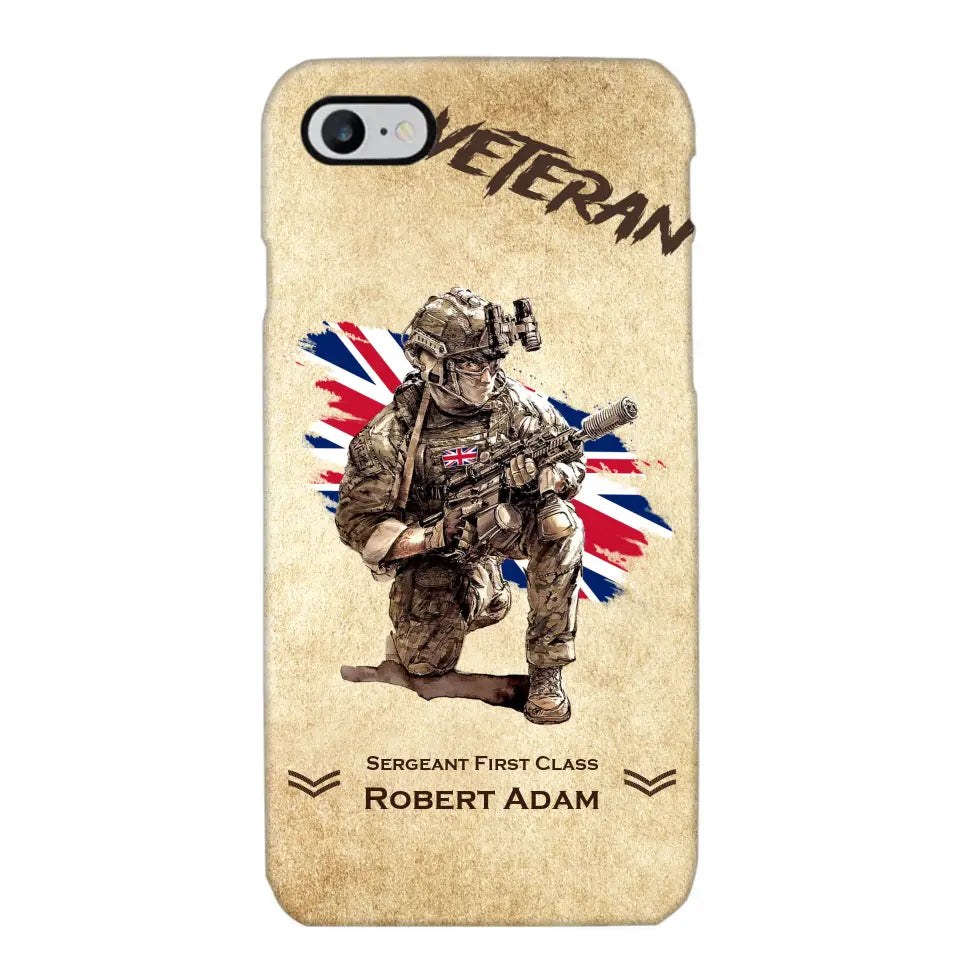 Personalized UK Veteran Custom Name & Rank Phonecase Printed AHHN241696