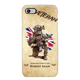 Personalized UK Veteran Custom Name & Rank Phonecase Printed AHHN241696