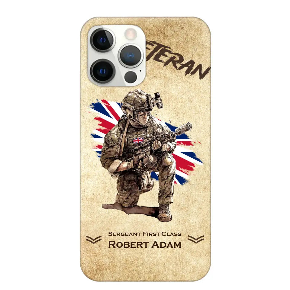 Personalized UK Veteran Custom Name & Rank Phonecase Printed AHHN241696