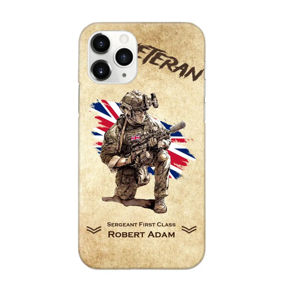 Personalized UK Veteran Custom Name & Rank Phonecase Printed AHHN241696