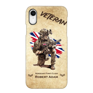 Personalized UK Veteran Custom Name & Rank Phonecase Printed AHHN241696