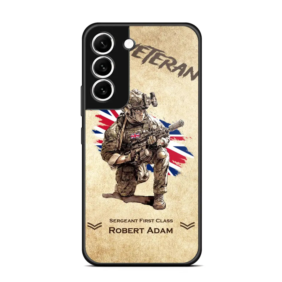 Personalized UK Veteran Custom Name & Rank Phonecase Printed AHHN241696