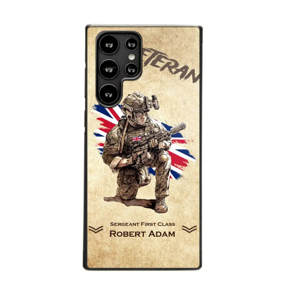 Personalized UK Veteran Custom Name & Rank Phonecase Printed AHHN241696