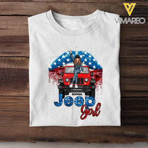 Personalized Jeep Girl Jeep Lips US Flag Independence Day 4th July Gift T-shirt Printed VQ241705