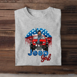 Personalized Jeep Girl Jeep Lips US Flag Independence Day 4th July Gift T-shirt Printed VQ241705