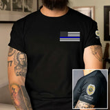 Personalized Retired US Police Badge & Service Time US Flag Blue Line T-shirt Printed KVH241740