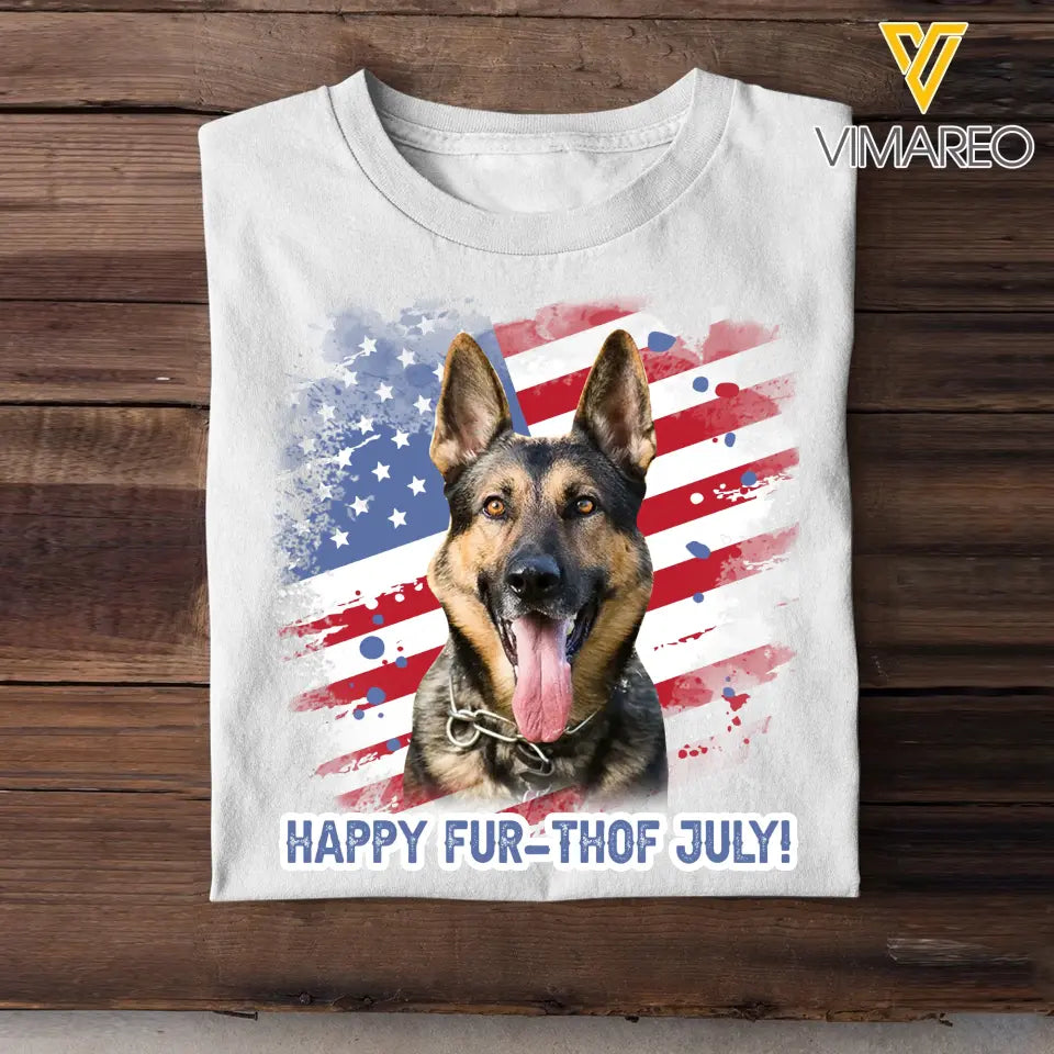 Personalized Upload Your Pet Photo Dog Lovers Cat Lovers Gift US Flag Independence Day 4th Gift T-shirt Printed QTHN241750