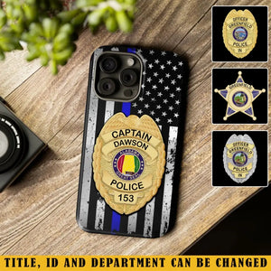 Personalized US Police Badge Police Officer US Flag Blue Line  Phonecase Printed LVA241798