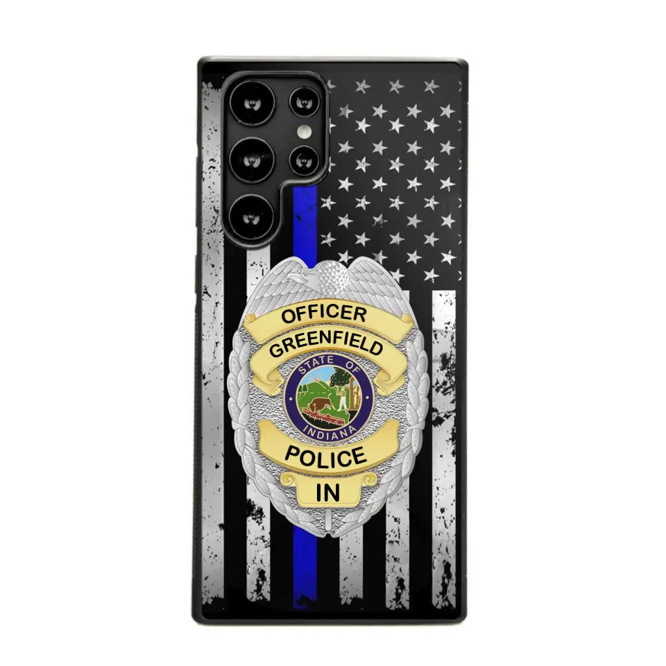 Personalized US Police Badge Police Officer US Flag Blue Line  Phonecase Printed LVA241798