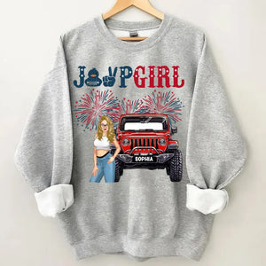 Personalized Jeep Girl Custom Name Independence Day 4th Gift Sweatshirt 2D Printed HN241862