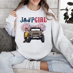 Personalized Jeep Girl Custom Name Independence Day 4th Gift Sweatshirt 2D Printed HN241862