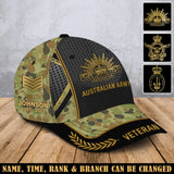 Personalized Australian Army Veteran Camo Australian Military Logo Custom Rank & Name Cap 3D Printed AHVA241906