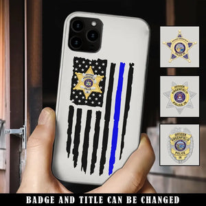 Personalized US Police Badge Police Officer US Flag Blue Line Phonecase Printed QTVQ241908