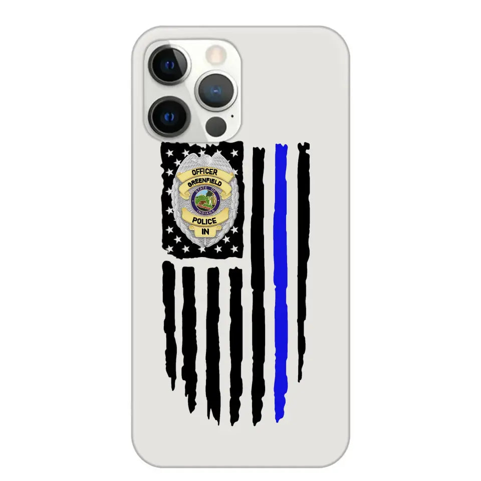 Personalized US Police Badge Police Officer US Flag Blue Line Phonecase Printed QTVQ241908