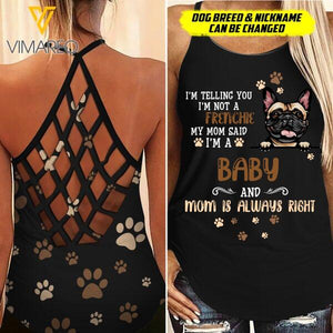 DOG MOM ALWAYS RIGHT PERSONALIZED CRISS-CROSS OPEN BACK CAMISOLE TANK TOP