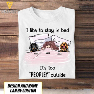 PERSONALIZED GIRL STAY IN BED WITH DOG TSHIRT