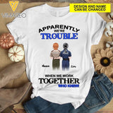 PERSONALIZED POLICE BESTIES APPARENTLY WE'RE TROUBLE TSHIRT PRINTED