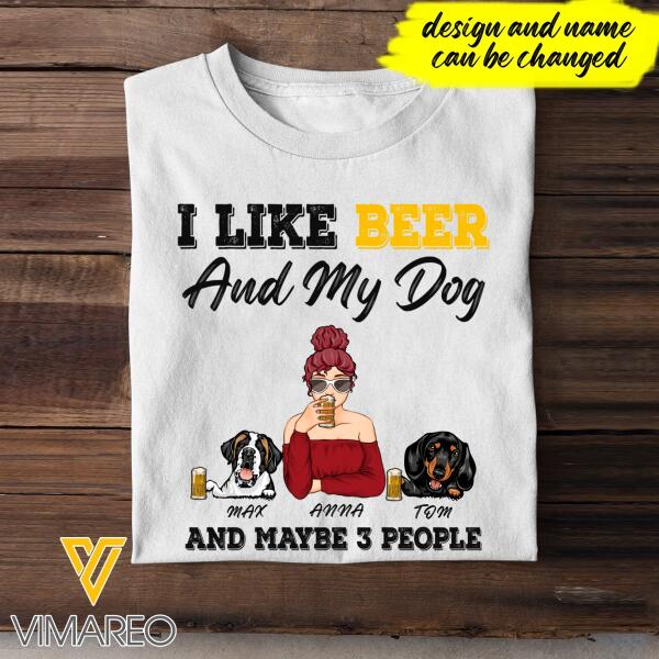 PERSONALIZED GIRL LOVE BEER DOG AND MAY BE 3 PEOPLE TSHIRT TNDT2807