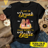 PERSONALIZED DRUNK OR LOST RETURN TO BESTIES COUPLE BLACK TSHIRT TNDT0208