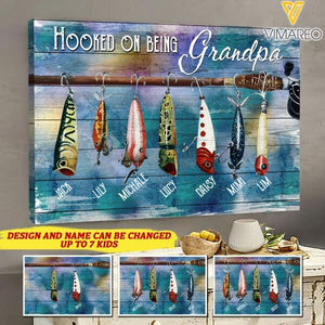 PERSONALIZED HOOKED ON BEING GRANDPA FISHING CANVAS TNMA2608