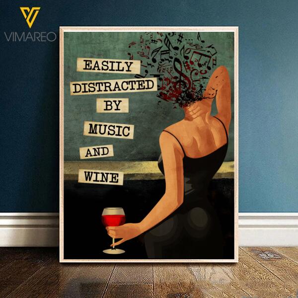 PERSONALIZED EASY DISTRACTED BY WINE AND MUSIC CANVAS TNDT2708