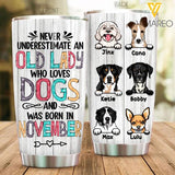 PERSONALIZED DOGS NOVEMBER OLD LADY TUMBLER TNDT0811