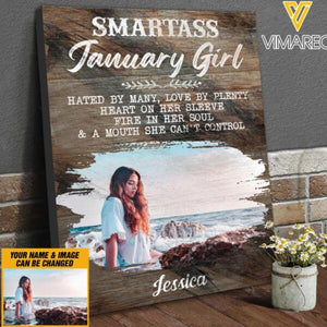Personalized Smartass January Girl Canvas Printed DEC-DT21