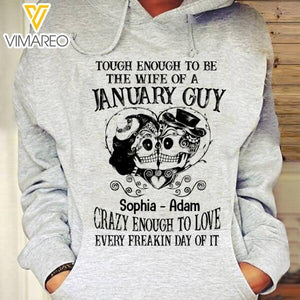 Personalized Tough Enough To Be The Wife Of A January Guy Hoodie Printed DEC-QH29
