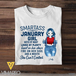 Personalized Smartass January Girl Tshirt Printed 22JAN-HQ10